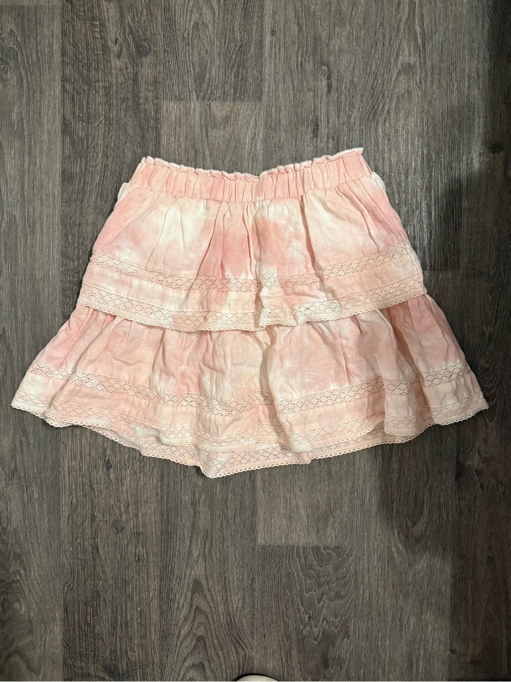 Women's Tiered Pink Cottagecore Lace Skirt